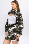 American Bazi Camouflage Cropped Jacket with Chains - Cocoa Yacht Club