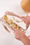 Dark Khaki TRAVEL Chenille Letter Clear Makeup Bag