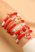 Fiery Red GAME DAY Football Halmet Beaded Bracelet Set