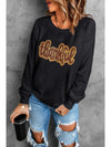 Black thankful Print Sequin Graphic Sweatshirt