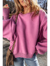 Bright Pink Sherpa Seamed Drop Shoulder Oversized Sweatshirt