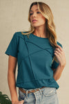 Medium Grey Solid Color Round Neck T Shirt