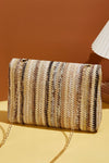 Multicolour Striped Crochet Flapped Single Shoulder Bag