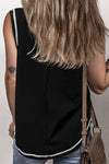 Mist Green Stitching Seam Henley Tank Top