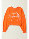 Orange Game Day Lettering Rugby Notched Neck Cropped Sweatshirt