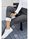 Dark Grey Fleece Lined Thermal Knit Ankle High Waist Leggings