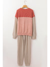 Brown Colorblock Corded Slouchy Top and Pants Set