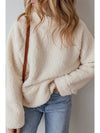 Turtleneck Long Sleeve Slit Fleece Sweatshirt