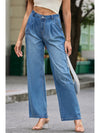 Dark Blue Slouchy Pocket Casual Wide Leg Jeans