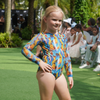 KID's girl's One-piece swimsuit with sleeves FEATHERS