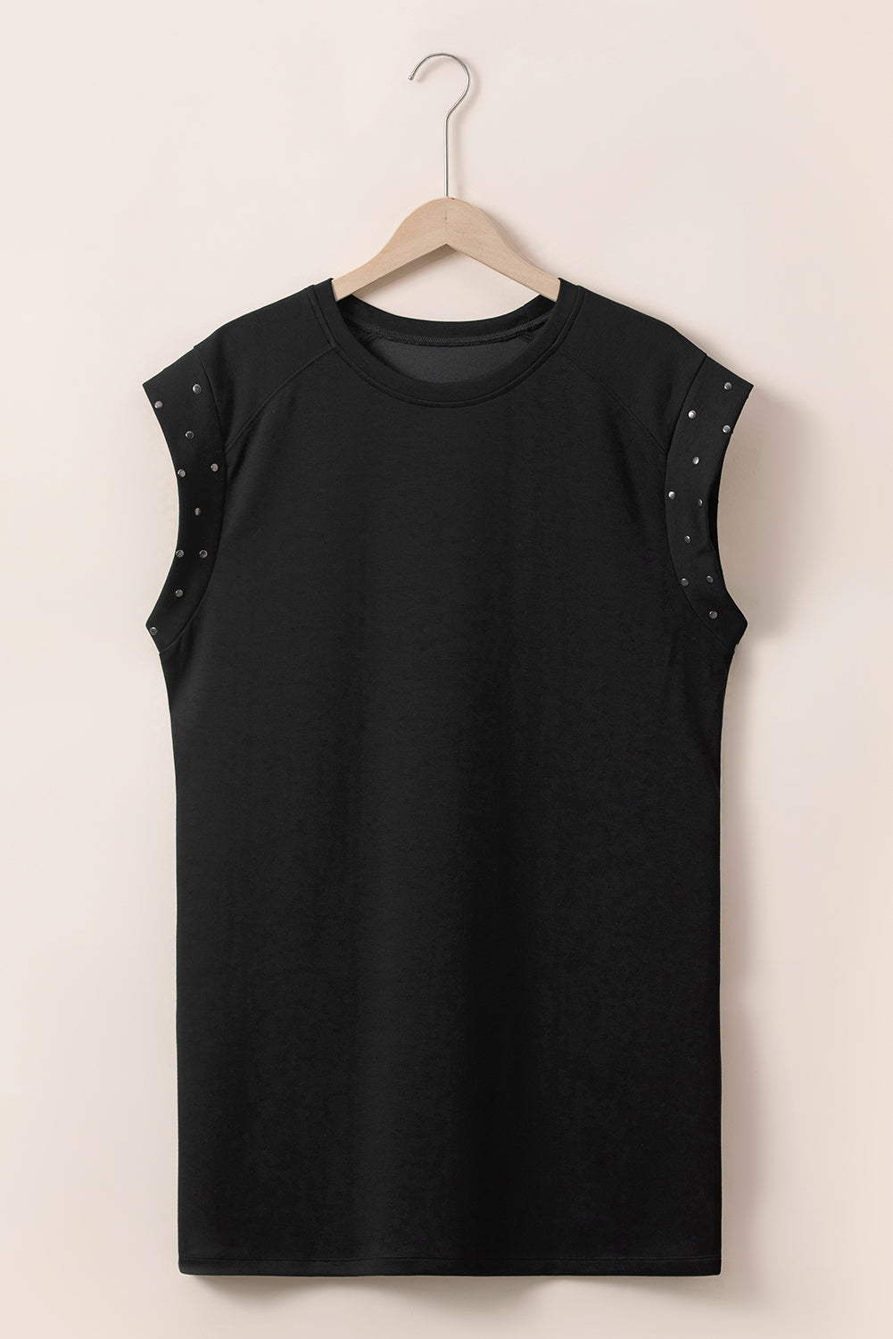 Black Studded Cap Sleeve Plus Size T Shirt Dress