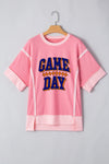 Peach Blossom GAME DAY Printed Raw Hem T Shirt