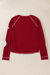 Red Sequin Santa Claus Graphic Patch Application Sweatshirt