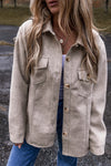 Light Grey Turn Down Collar Flap Pockets Buttoned Shacket - Cocoa Yacht Club