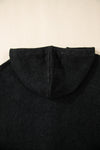 Black Button Up Drop Shoulder Knit Hooded Cardigan