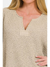 Zenana Short Sleeve Side Slit Sweater - Cocoa Yacht Club