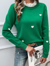 Devine Lace Detail Heart Long Sleeve Sweater - Cocoa Yacht Club