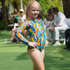 KID's girl's One-piece swimsuit with sleeves FEATHERS