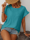 Mandy Eyelet Round Neck Short Sleeve Top