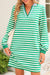 Green Pop of Color V Neck Striped Long Sleeve Mini Dress