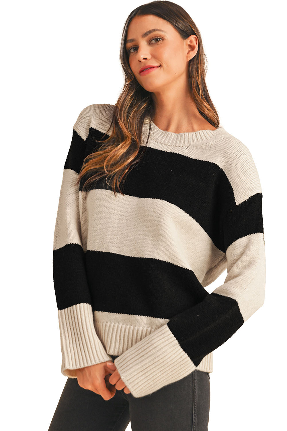 Jet Stream Colorblock Loose Pullover Sweater