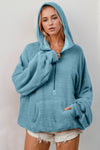 Double Take Half Zip Long Sleeve Hoodie with Kangaroo Pocket