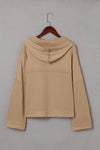 Khaki Solid Color Casual Button Seam Trim Hoodie