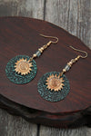 Real Teal Retro Sunflower Disc Alloy Dangle Earrings