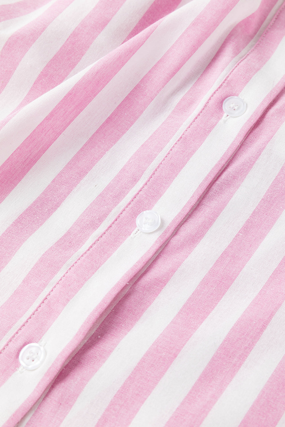 Pink Stripe Contrast Collar Long Sleeve Shirt