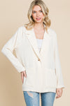 Culture Code One Button Long Sleeve Blazer with Pockets - Cocoa Yacht Club