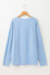 Myosotis Plus Size Ribbed Textured Pocketed Long Sleeve Top