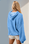 Double Take Half Zip Long Sleeve Hoodie with Kangaroo Pocket