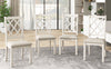 TOPMAX Mid-Century Solid Wood 5-Piece Round Dining Table Set, Kitchen Table Set with Upholstered Chairs for Small Places, Walnut Table+Beige Chair (old sku:SH000226AAD)