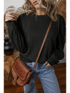  Eyelet Round Neck Long Sleeve Sweatshirt.