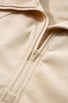 Flamingo Zip Up Stand Collar Ribbed Thumbhole Sleeve Sweatshirt