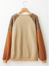 Khaki Crochet Patchwork Raglan Sleeve Sweatshirt