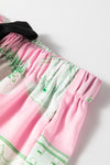 Pink Piping Detail Drawstring Shorts Pajama Set