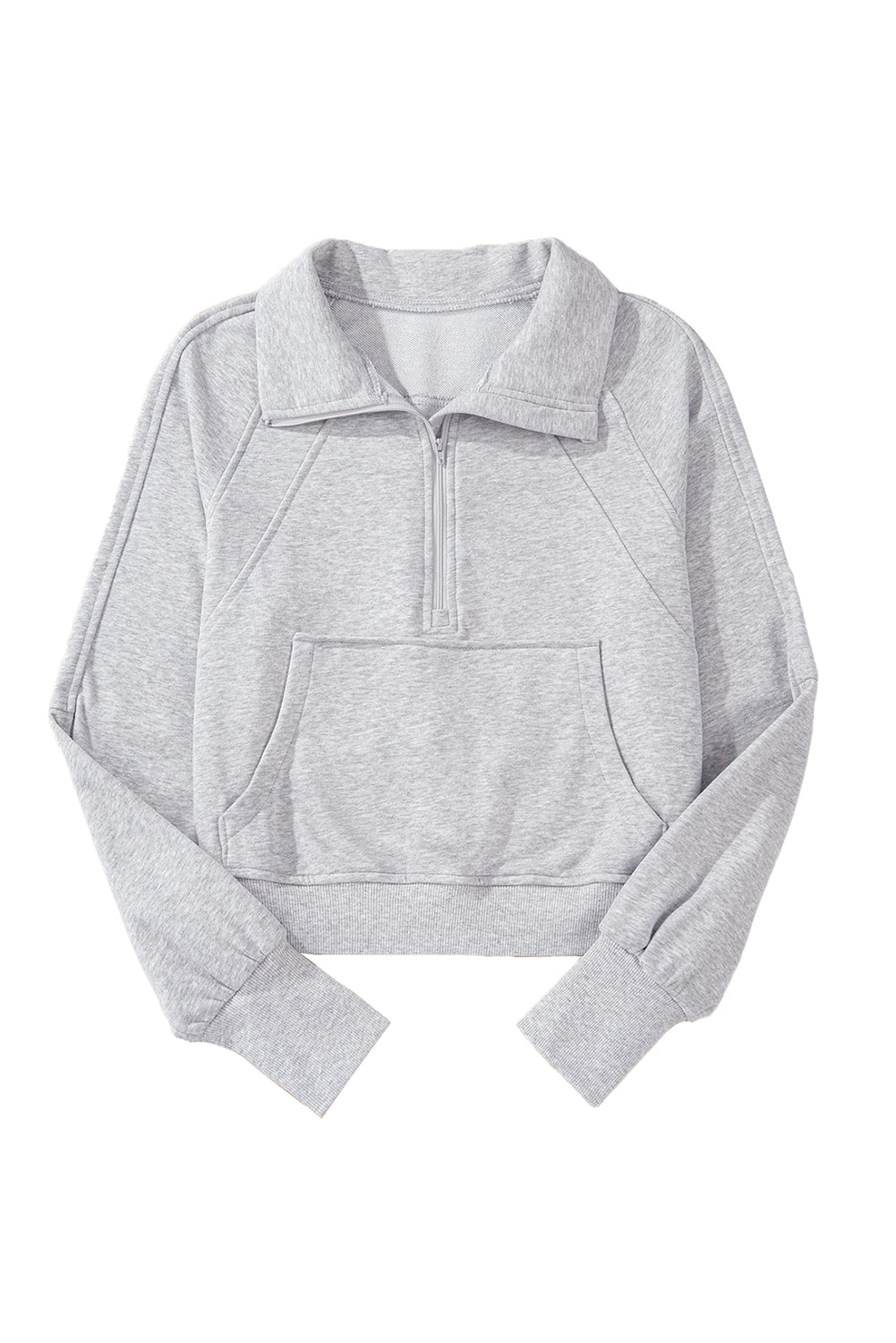 Parchment Quarter Zip Stand Neck Kangaroo Pocket Sweatshirt