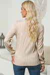 Apricot Wavy Textured Solid Color Drop Shoulder Pullover Top