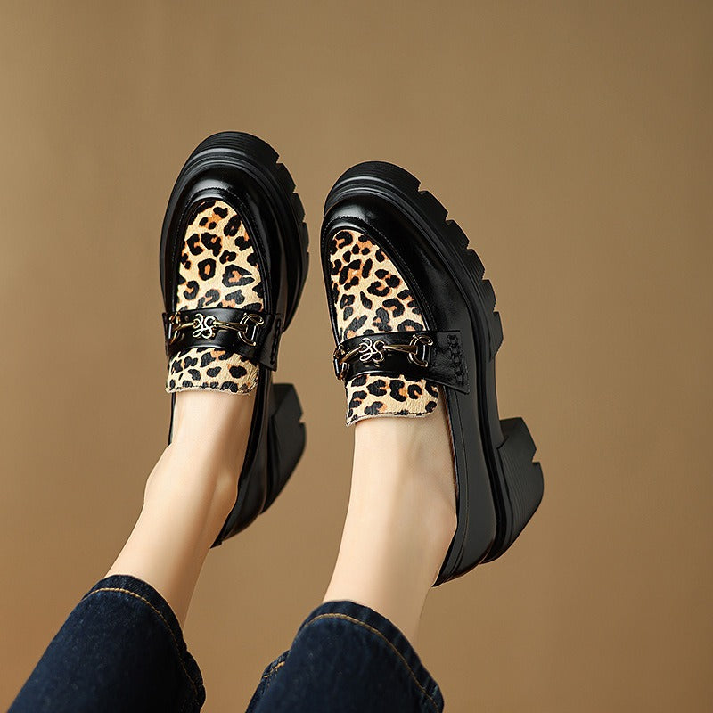 Cocoa Yacht Club Leather Leopard Platform Loafer