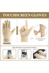 White Knit Beanie Hat Scarf and Gloves 3pcs Winter Thermal Set
