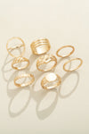 Gold 8Pcs Minimalism Alloy Ring Set