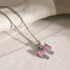 Stainless Steel Inlaid Zircon Bow Necklace - Cocoa Yacht Club