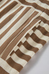 Brown Stripe Drop Sleeve Plus Size Henley Hoodie