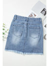 Distressed Raw Hem Heart Mini Denim Skirt