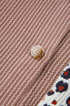 Dark Khaki Leopard Patchwork Twisted Ribbed Casual Shacket
