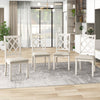 TOPMAX Mid-Century Solid Wood 5-Piece Round Dining Table Set, Kitchen Table Set with Upholstered Chairs for Small Places, Walnut Table+Beige Chair (old sku:SH000226AAD)