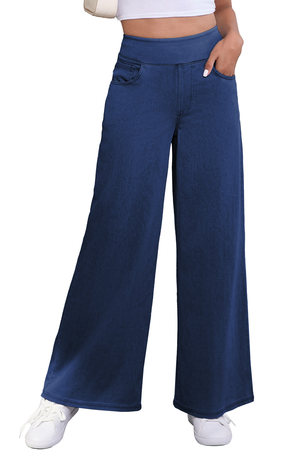 Sail Blue Casual Medium Wash Straight Leg Loose Jeans