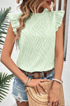 Frill Mock Neck Cap Sleeve Top - Cocoa Yacht Club