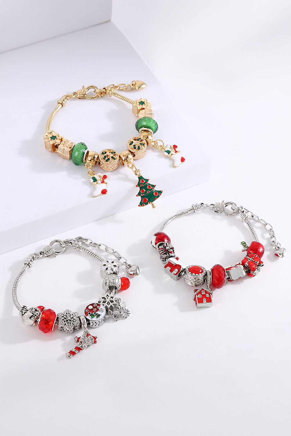 Green Cartoon Christmas Tree Charms Bracelet